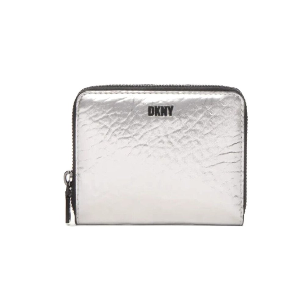 DKNY Boxed Small Zip Around Wallet Metallic Silver